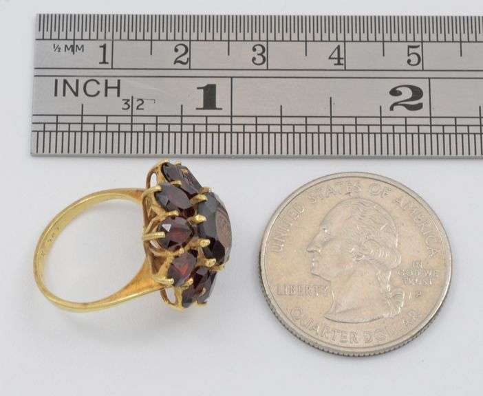Classic Garnet Cluster Ring in 14k