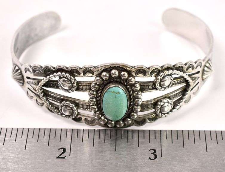 Turquoise Cuff Bracelet In Sterling Silver
