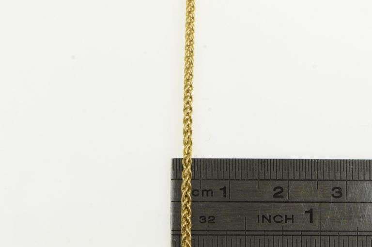 18K Yellow Gold 1.7mm Wheat Link Palma Woven Chain Necklace