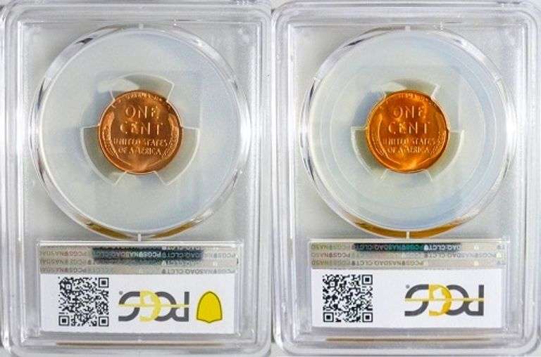 Superb Gem BU 1954D & 1954S Mint Lincoln Cents Both PCGS MS 66 Red!