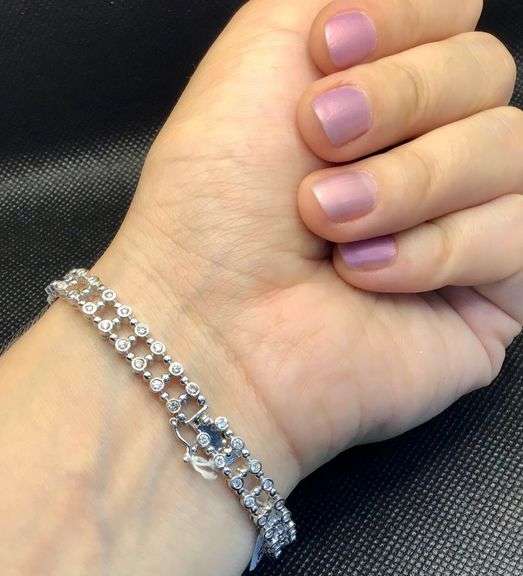 GORGEOUS AND STYLISH 14K WHITE GOLD TWO ROW DIAMOND BRACELET