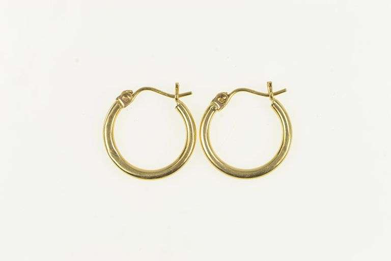 14K Yellow Gold 16.3mm Rounded Simple Fashion Hoop Earrings