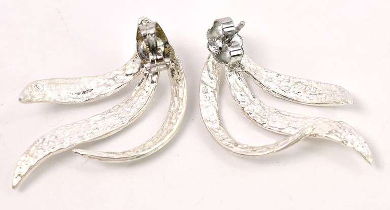 Wave Stud Earrings In Sterling Silver