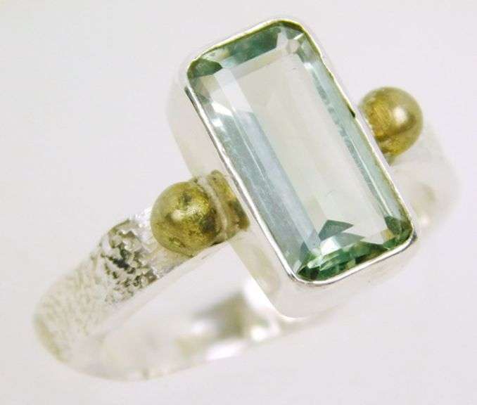 Sterling Green Amethyst Ring, Size 7