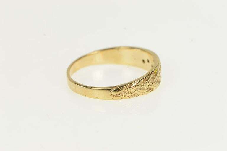 10K Yellow Gold Vintage Diamond Braid Woven Pattern Men's Ring