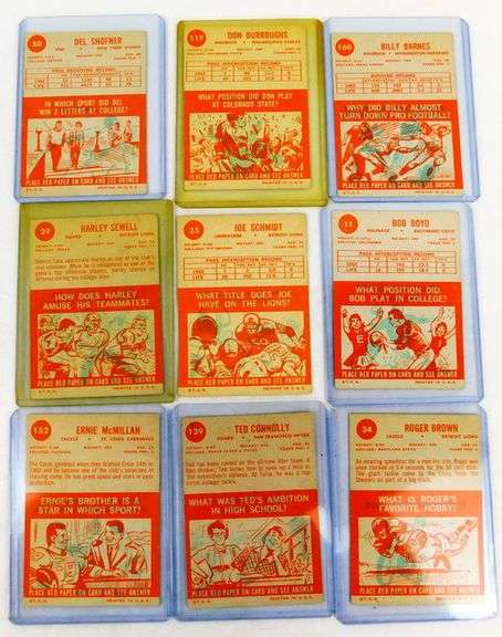 9 Topps 1963 Football Cards