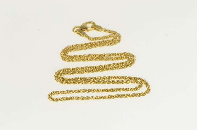 18K Yellow Gold 1.7mm Wheat Link Palma Woven Chain Necklace