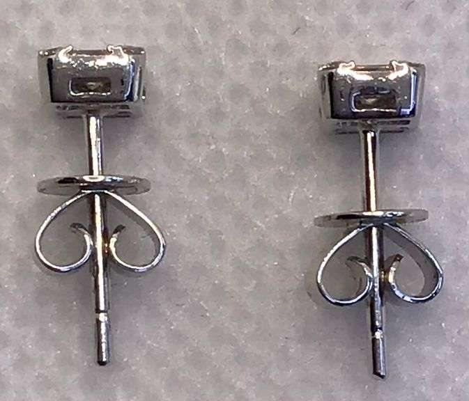 PETITE EMERALD ILLUSION DIAMOND STUDS IN 14K WHITE GOLD