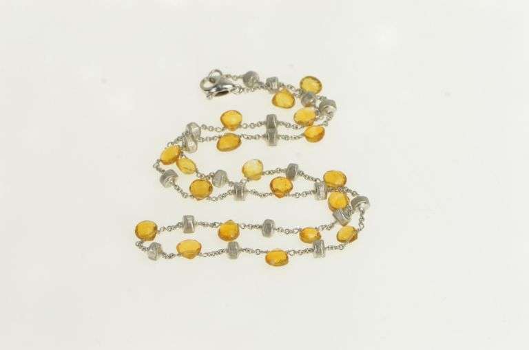 18K White Gold Marco Bicego Paradise Citrine Chain Designer Necklace