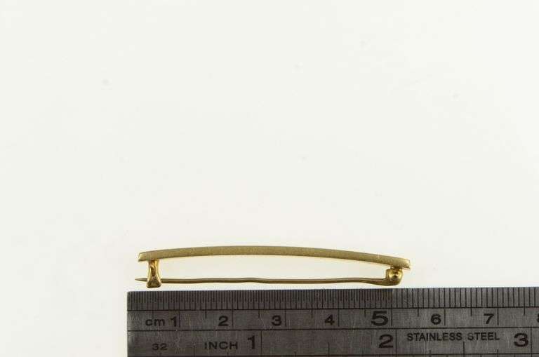 14K Yellow Gold Engraved Scroll Flower Ornate Squared Bar Pin/Brooch