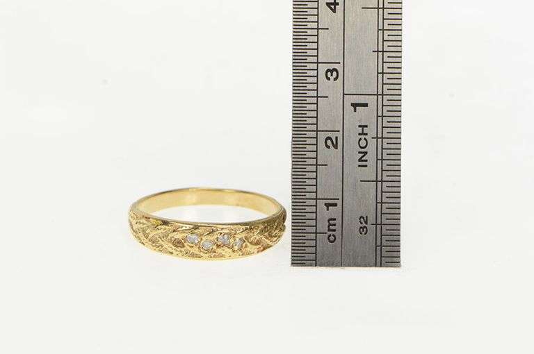 10K Yellow Gold Vintage Diamond Braid Woven Pattern Men's Ring