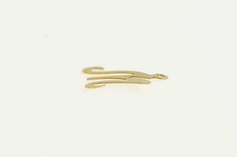 14K Yellow Gold W M Cursive Letter Monogram Name Initial Charm/Pendant