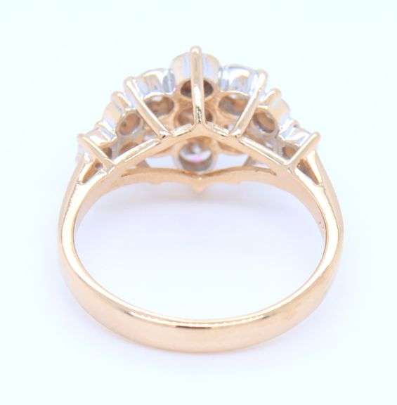 Dazzling Yellow Gold 1.05ctw Flower Cluster Diamond Ring