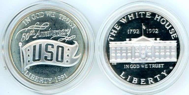 Two Different Commemorative Silver Dollars: 1991-S & 1992-S