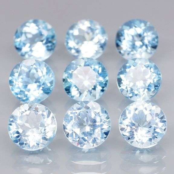 Matched! 9 piece 9.20ct full fire sky blue Topaz set