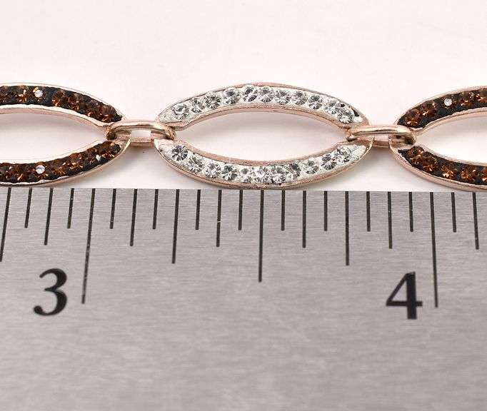 Brown and White CZ Necklace and Bracelet Set in Sterling Silver