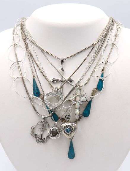 Group Lot of Vintage 925 Sterling Silver Necklaces
