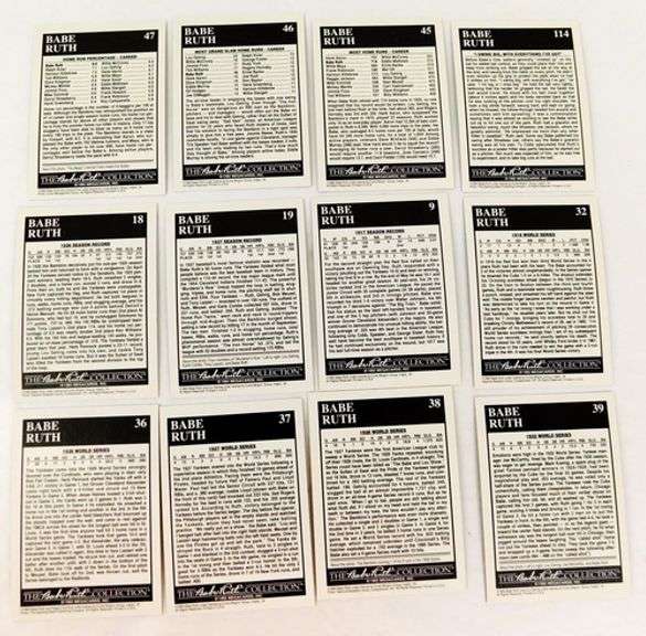 12 Babe Ruth 1992 Black/White Baseball Cards