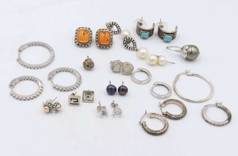 Group Lot of Vintage 925 Sterling Silver Earrings