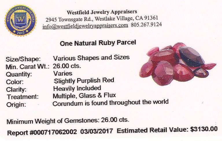 Brilliant Parcel of 26.00CTW Ruby Gemstone Collection
