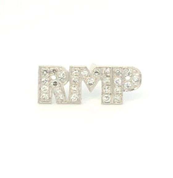 14K White Gold RPM Pave Diamond Encrusted Initial Lapel Pin/Brooch