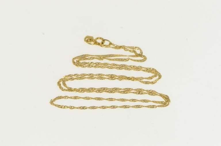 14K Yellow Gold 1.2mm Rolling Chain Link Vintage Simple Necklace