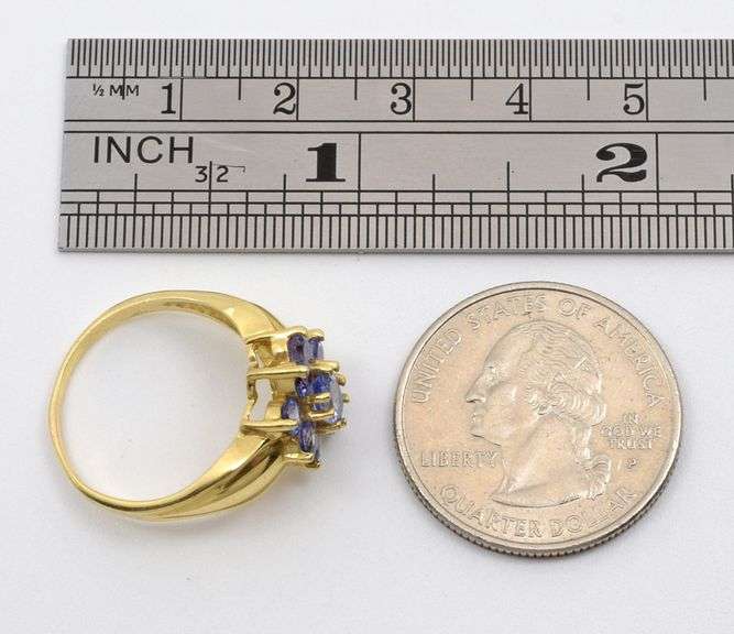 Tasteful Tanzanite Cluster Ring in 14K