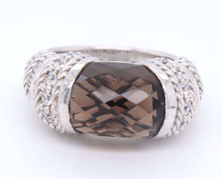 Judith Ripka Sterling Silver Smokey Topaz Ring