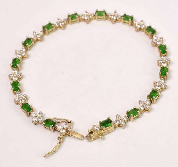Vermeil Emerald and CZ Bracelet In Sterling Silver
