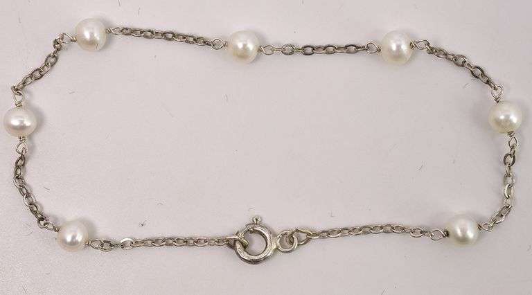 Pearl Bead Bracelet In Sterling Silver