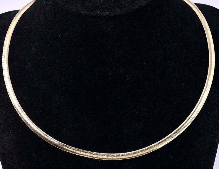 Reversible Omega Chain Necklace In 14K Yellow and White Gold