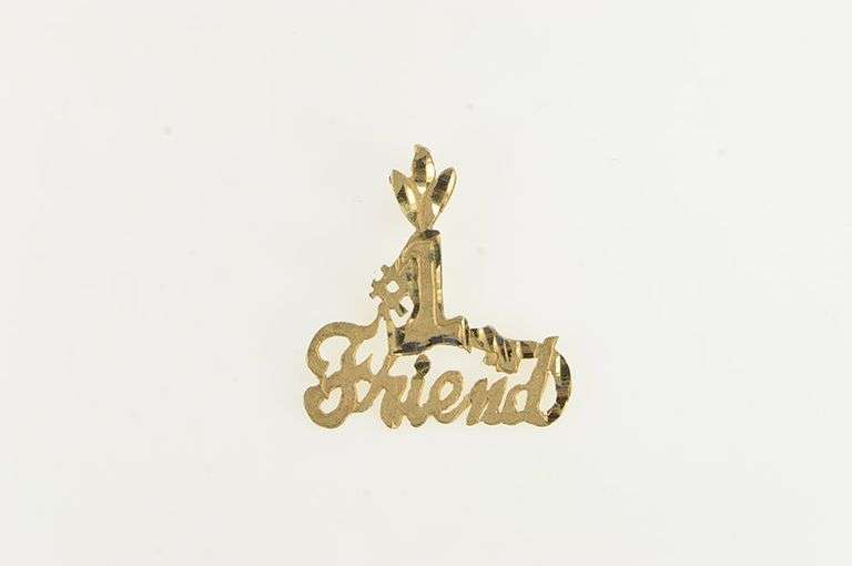 14K Yellow Gold #1 Friend Number One Best Friendship Charm/Pendant