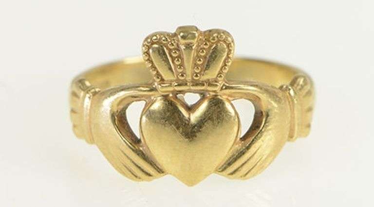 14K Yellow Gold Claddagh Celtic Loyalty Symbol Irish Ring