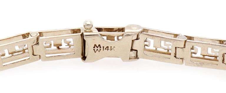 Vintage 0.12ctw Diamond and Synthetic Sapphire Heirloom Bracelet in 14K