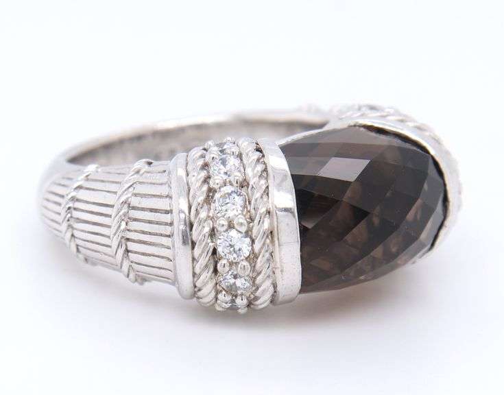 Judith Ripka Sterling Silver Smokey Topaz Ring