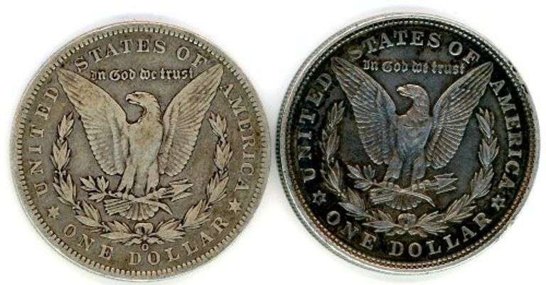 2 Different Morgan Silver Dollars: 1900-O & 1921