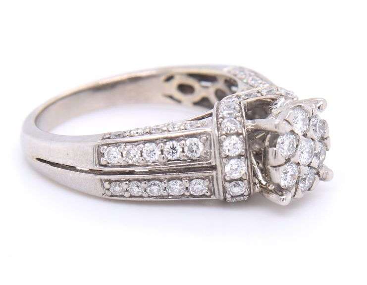 Charming 14kt WG 1.25CTW Cluster Diamond Ring