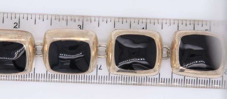 Vintage 925 Sterling Silver Mexico Black onyx Bracelet