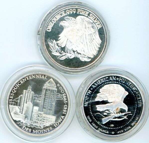 Three Different Proof Silver Rounds