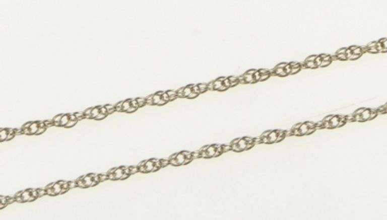 14K White Gold 1.2mm Twist Woven Link Spiral Vintage Chain Necklace