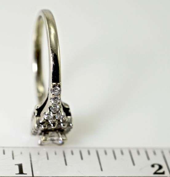 Sweet 14K Princess Cut Diamond Halo Ring