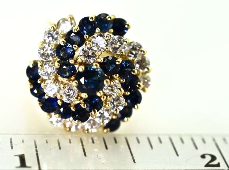 Mesmerizing 14K Sapphire and Diamond Swirl Ring