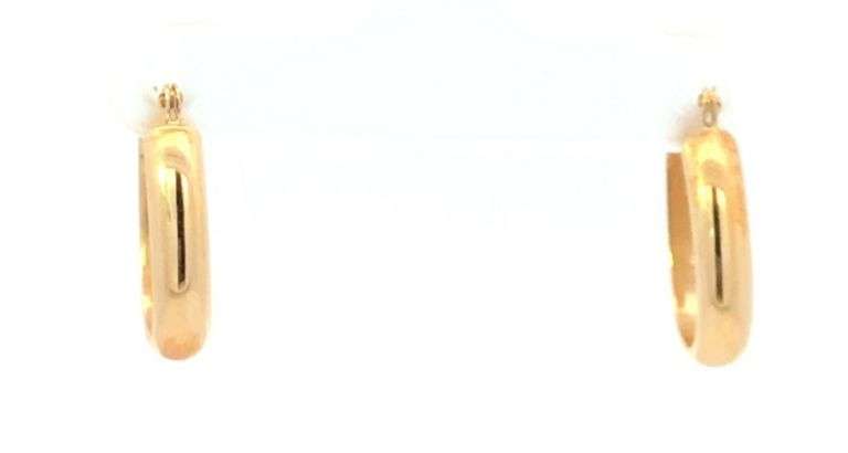14K Yellow Gold 18.6mm Oval Vintage Hollow Fashion Hoop Earrings