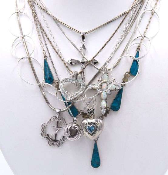 Group Lot of Vintage 925 Sterling Silver Necklaces
