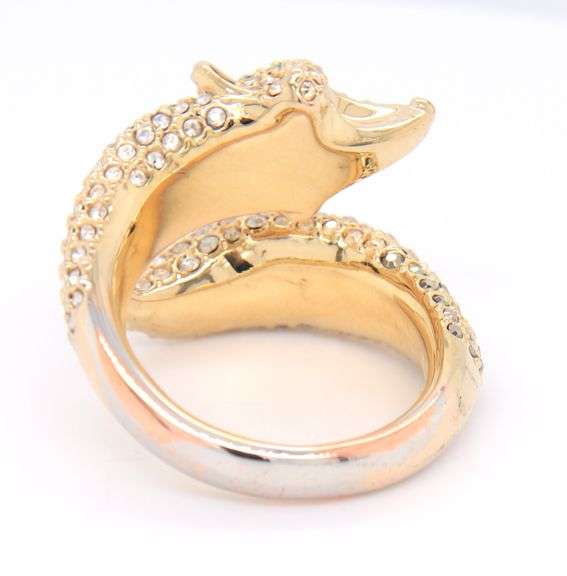 Swarovski Yellow Gold Plating Crystal March Fox Motif Ring