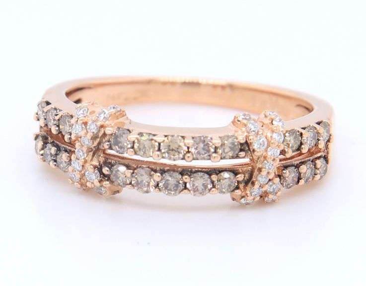 Favorite Rose Gold LeVian 0.55ctw Double Row Diamond X Band