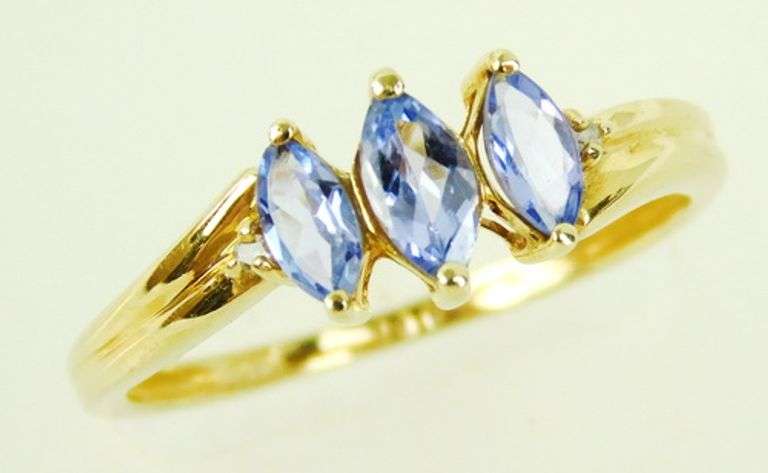 10K Tanzanite Ring with Diamond Accents, Size 6.75