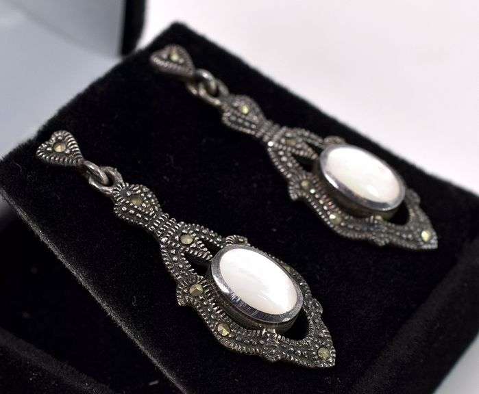 Mother Of Pearl Dangle Earrings In Sterling Silver