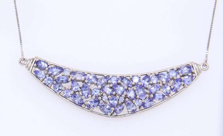 925 Sterling Silver Tanzanite Pendant on Italian Box Chain Necklace