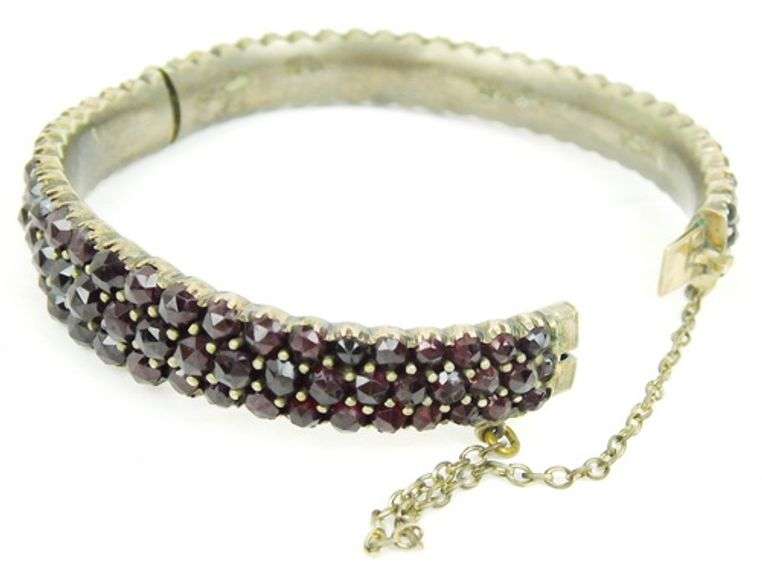 Beautiful Antique Bohemian Garnet Bangle Bracelet